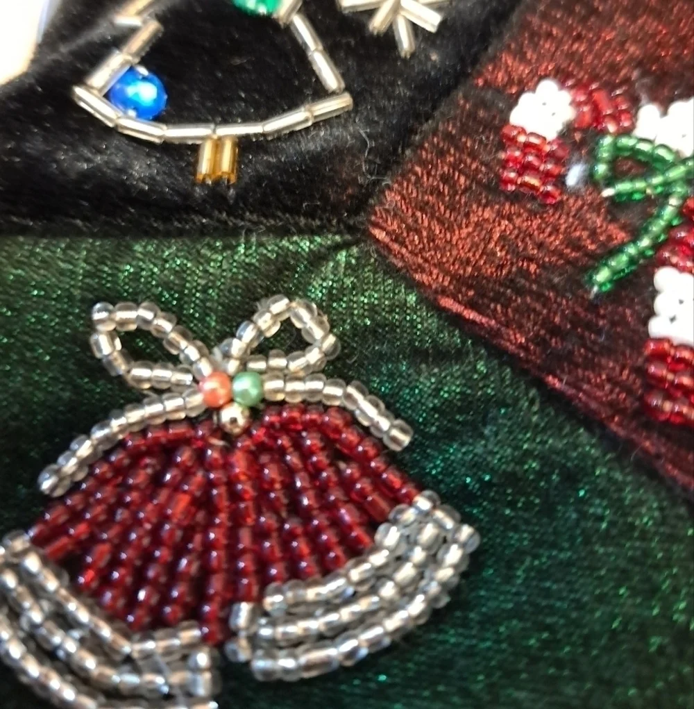 Beaded Green & Black Vintage Bag